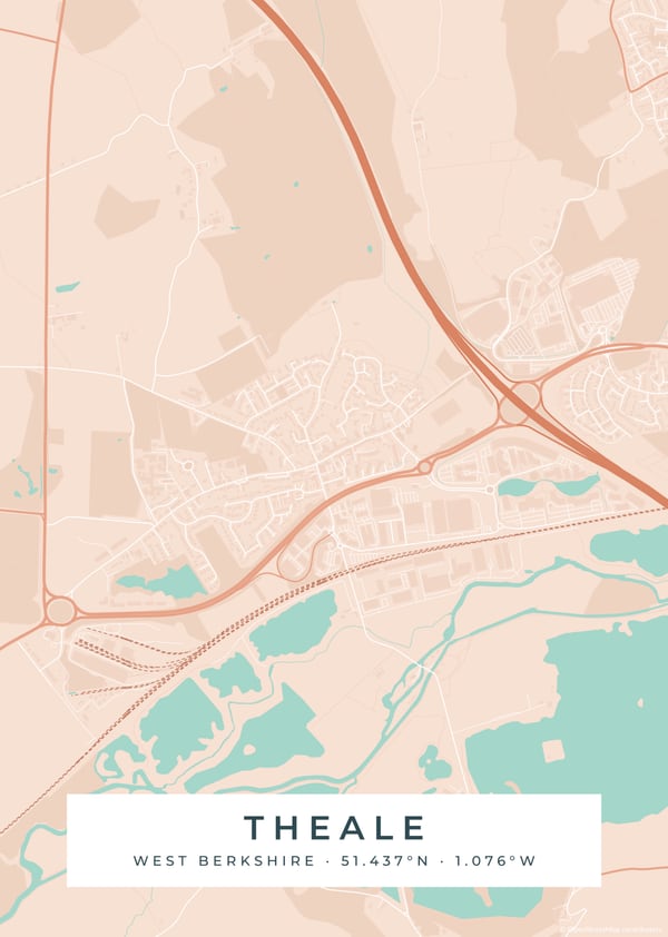 Coast street map design, shown with a map of Theale