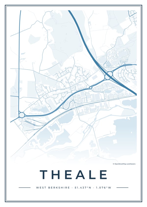Harbour street map design, shown with a map of Theale